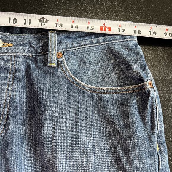 Lucky Brand Jeans 36 X 27" Hemmed Blue Hipster Wash Slim Bootleg Buttonfly Denim - Picture 11 of 15